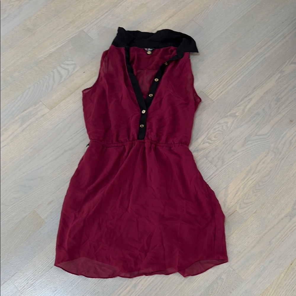 Guess Red Sleeveless Polo Collar Mini Sundress